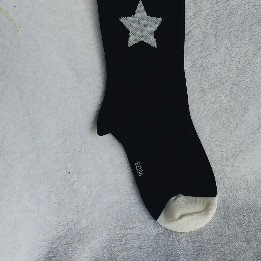 Black Socks with White Star Pattern Women size 7-9